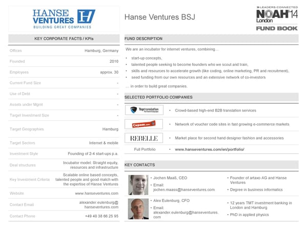 NOAH 2014 Fund Book: Venture Capital - Page 39