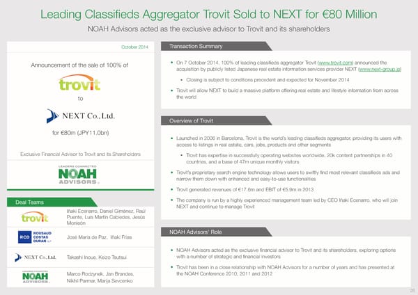 Leading Classifieds Aggregator Trovit Sold to NEXT for €80 Million Case Study - Page 1