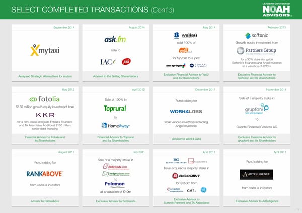 NOAH Advisors Overview - Page 11