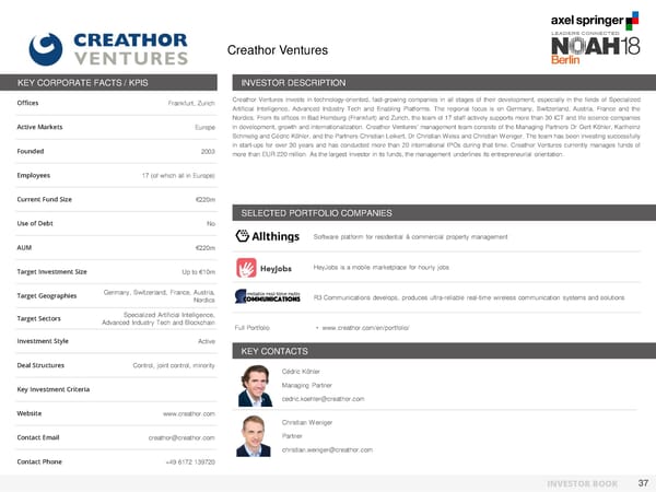 NOAH Berlin 2018 - Investor Book - Page 38