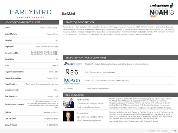 NOAH Berlin 2018 - Investor Book - Page 42