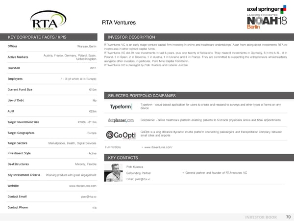 NOAH Berlin 2018 - Investor Book - Page 71